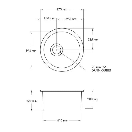 Cuisine Round 47 Inset / Undermount Fine Fireclay Sink Turner Hastings