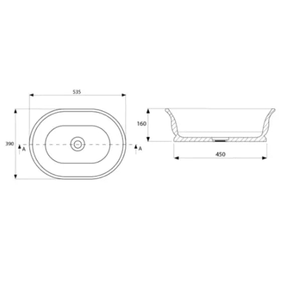 Cambridge 54 x 39 TitanCast Above Counter Basin Turner Hastings