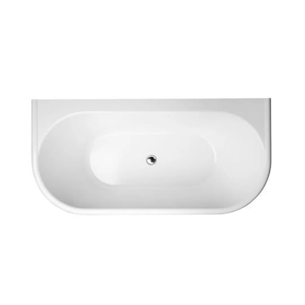 Oxford 1700mm back-to-wall freestanding acrylic bath with overflow Decina