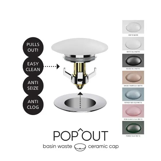 Seima CERAMIC POP-OUT BASIN WASTE – innovative pop-out design Seima