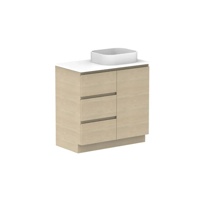 Glacier Hamper Vanity Trio with stone top ADP