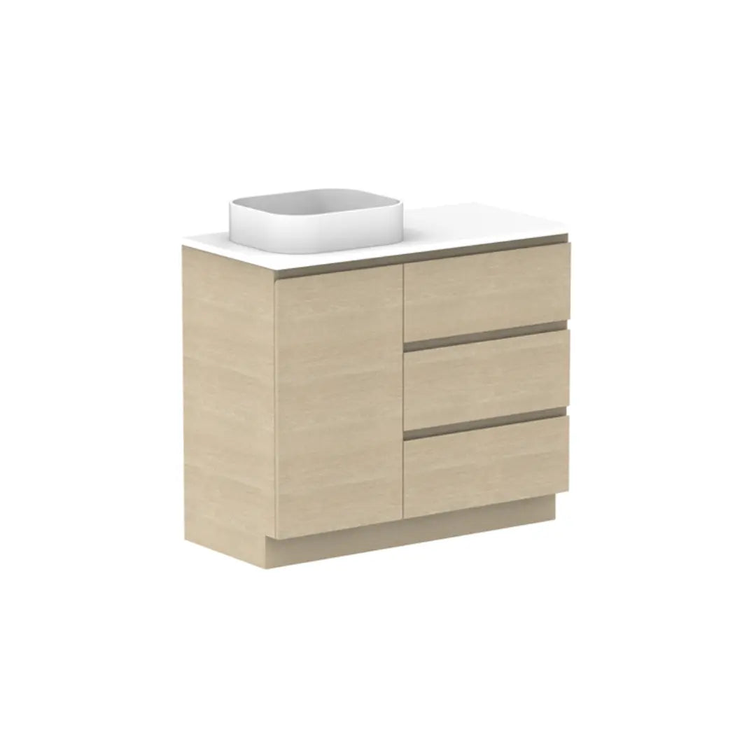 Glacier Hamper Vanity Trio with stone top ADP