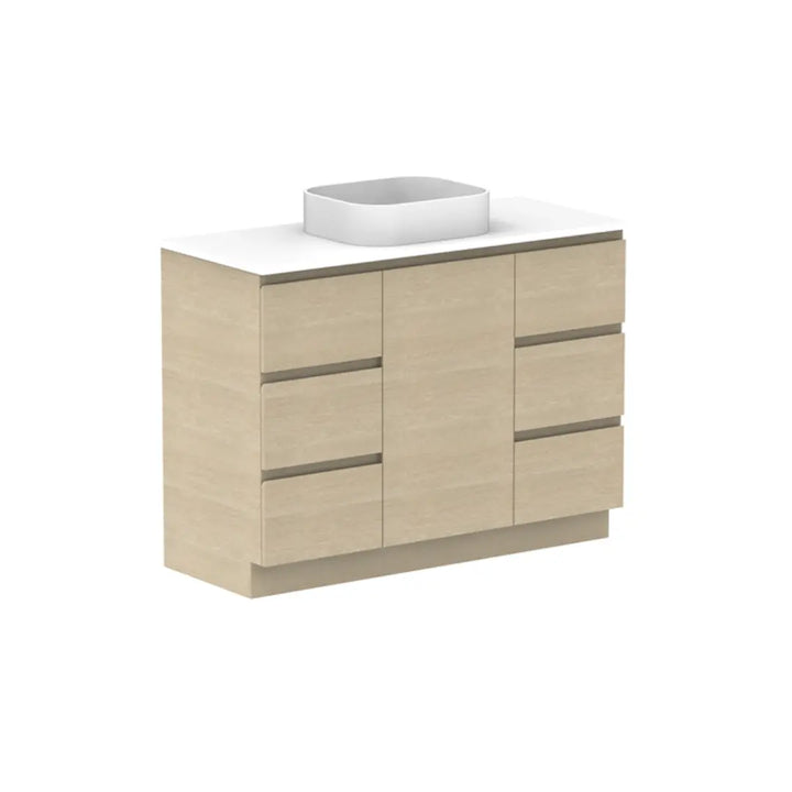 Glacier Hamper Vanity Trio with stone top ADP