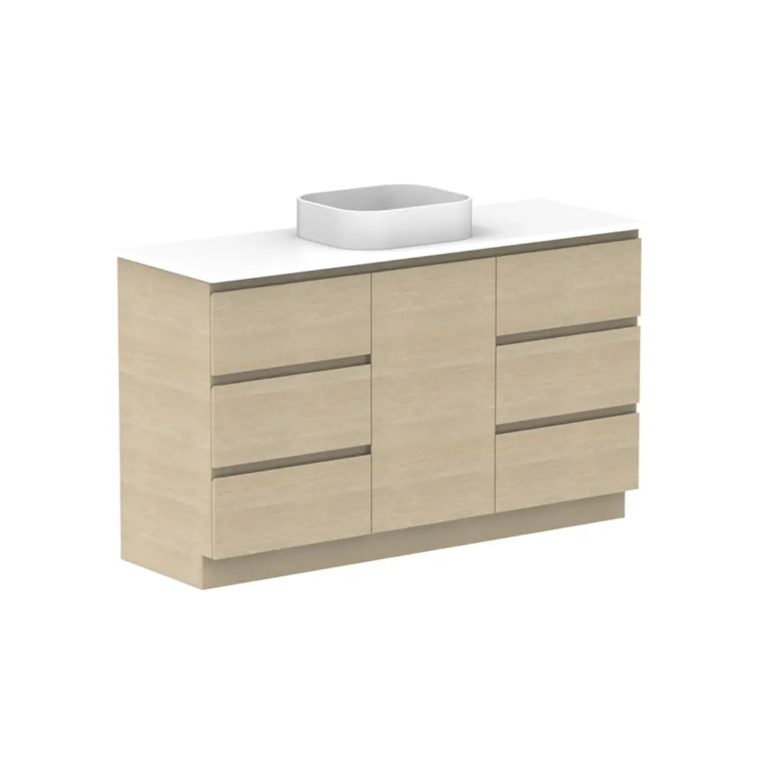 Glacier Hamper Vanity Trio with stone top ADP