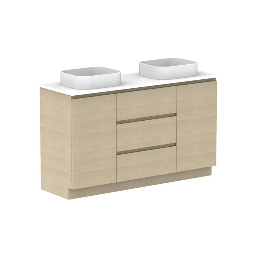 Glacier Hamper Vanity Trio with stone top ADP