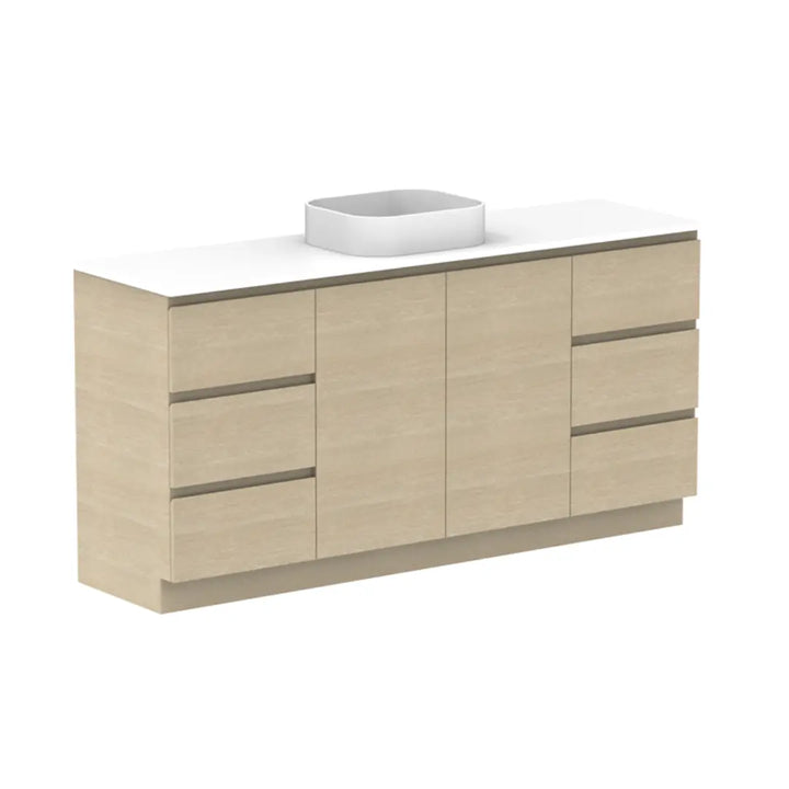 Glacier Hamper Vanity Trio with stone top ADP