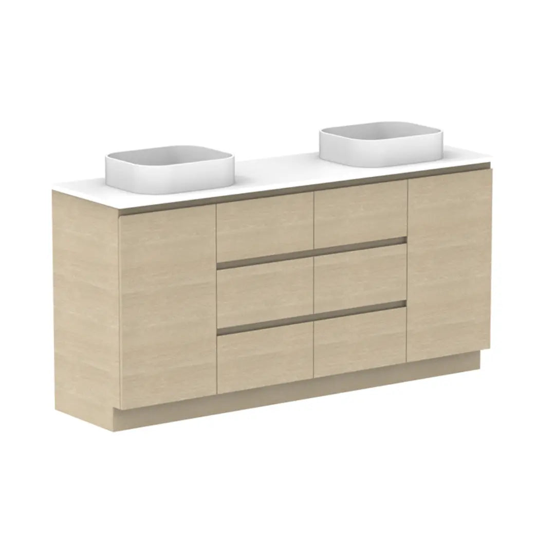Glacier Hamper Vanity Trio with stone top ADP