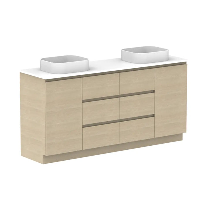 Glacier Hamper Vanity Trio with stone top ADP