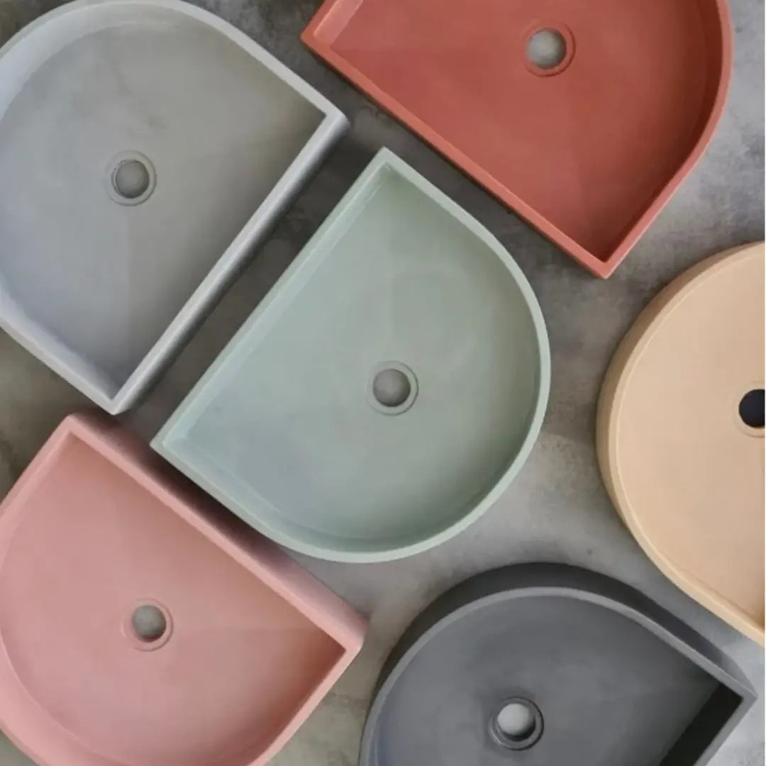 Half Moon Concrete Basin Sticks and Stone Co