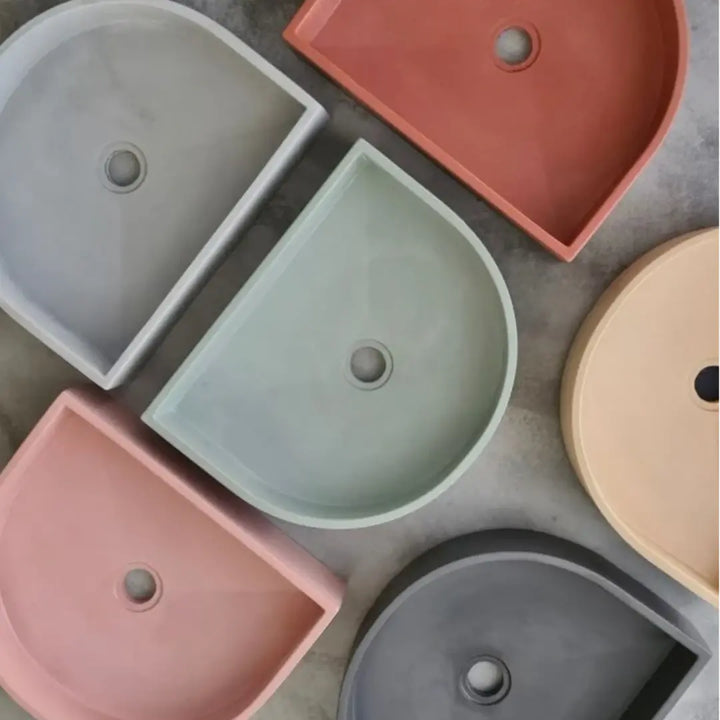 Half Moon Concrete Basin Sticks and Stone Co
