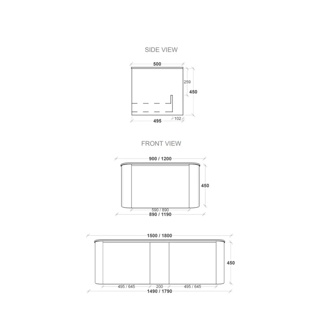 Rifco CONTOUR Cabinet with Caesarstone Top and basin Rifco