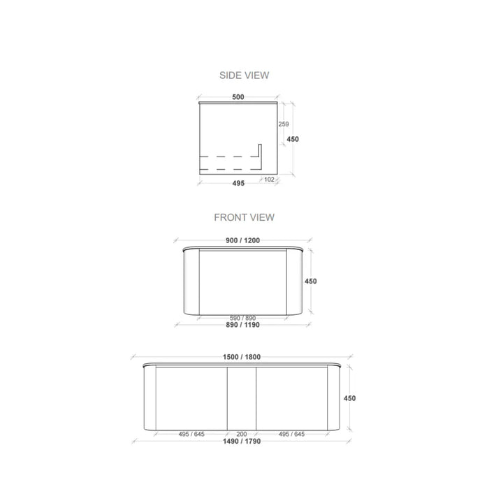 Rifco CONTOUR Cabinet with Caesarstone Top and basin Rifco