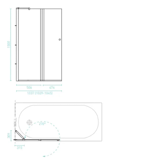 CASCADE FIXED/SWING PIVOT PANEL BATH SHOWER SCREEN Decina