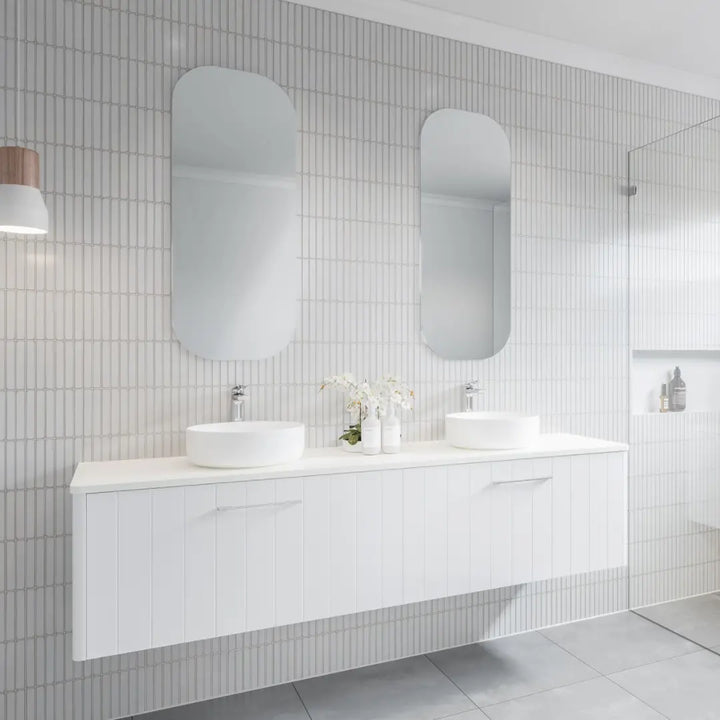 SABA Wall Hung Vanity with silk surface top and basin Timberline