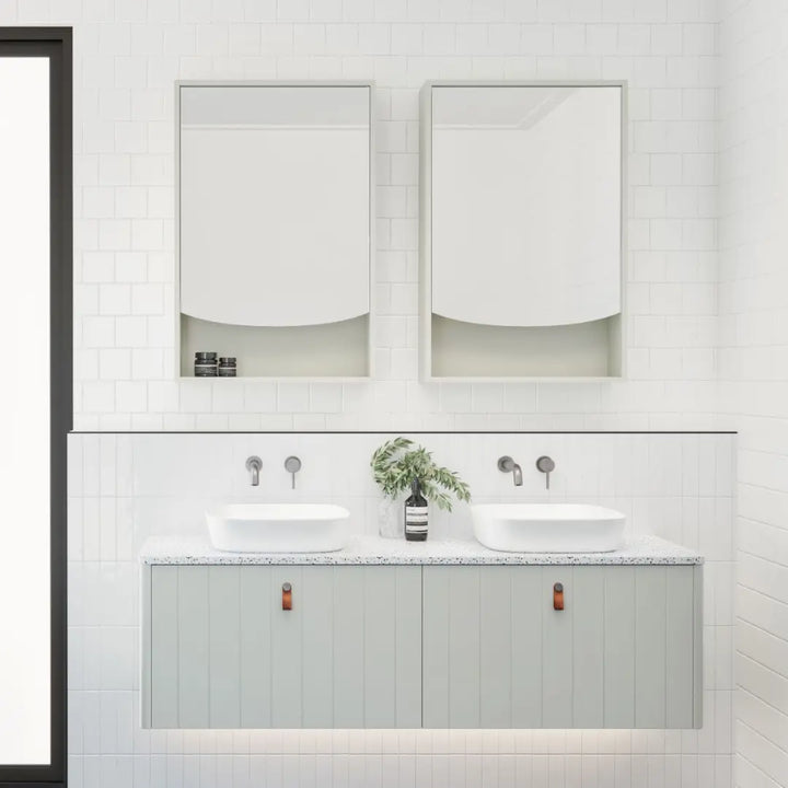 SABA Wall Hung Vanity with silk surface top and basin Timberline