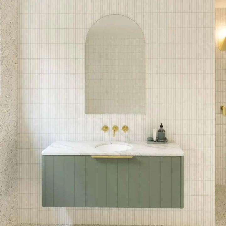 SABA Wall Hung Vanity with silk surface top and basin Timberline