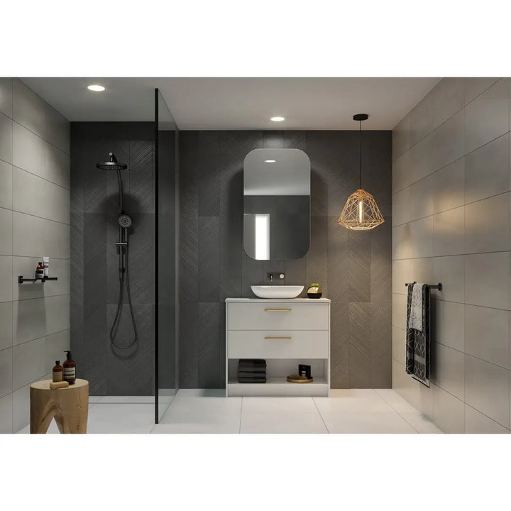 KARLIE Ensuite Vanity (360mm depth) with Silk Surface top and Above Counter Basin Timberline