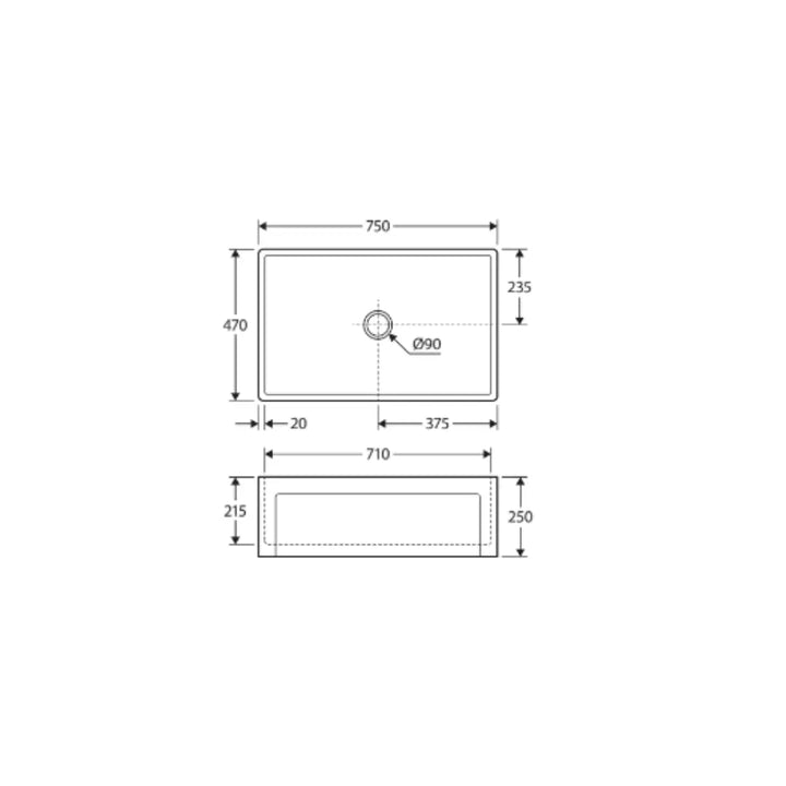 Winston Single Butler Sink, Medium Fienza
