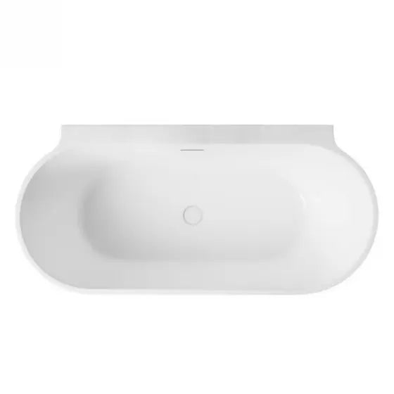 AURORA 1500/1700 Matte White BACK-TO-WALL FREESTANDING BATH with overflow acrylic Decina