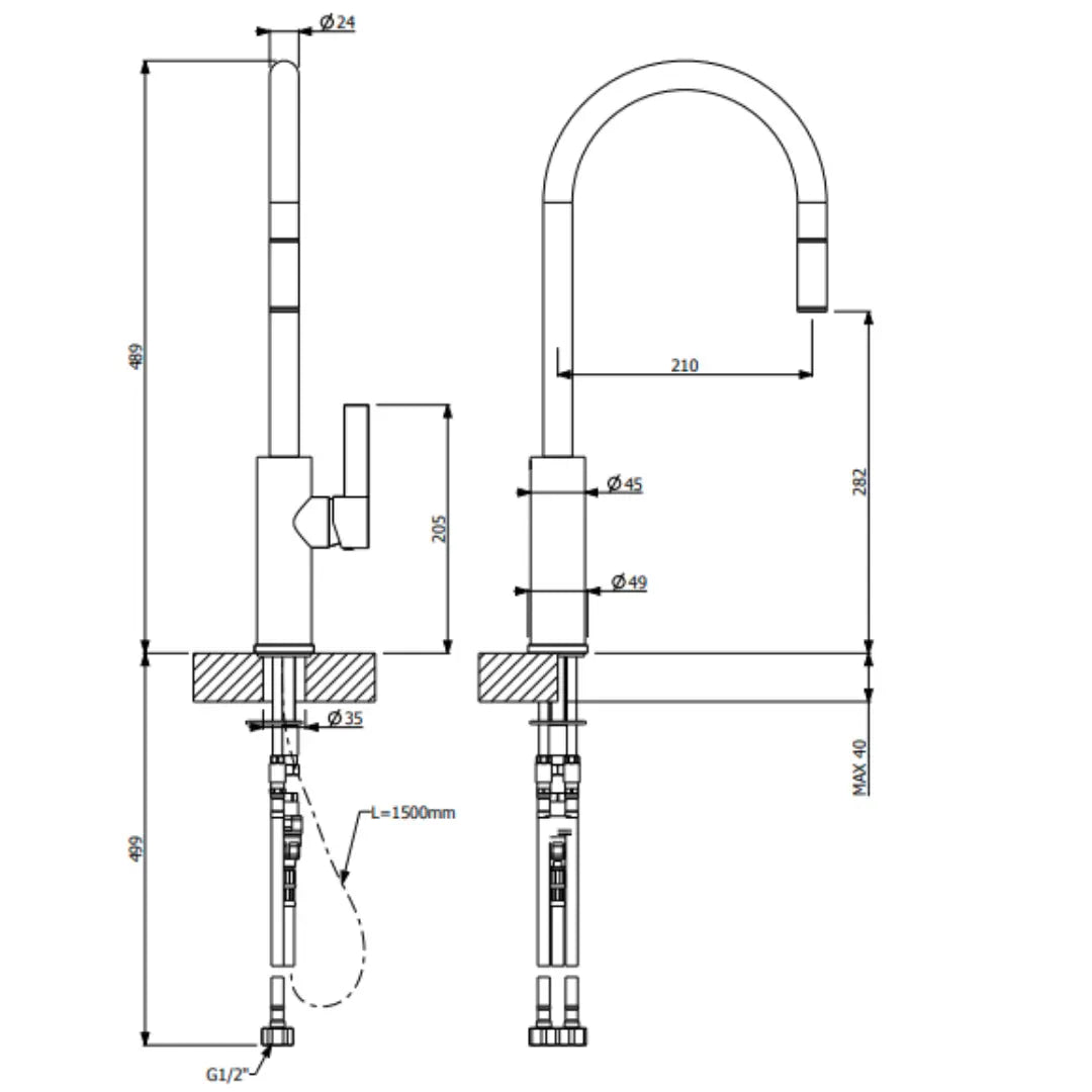 Luz Gooseneck Pull-Out Sink Mixer Abey