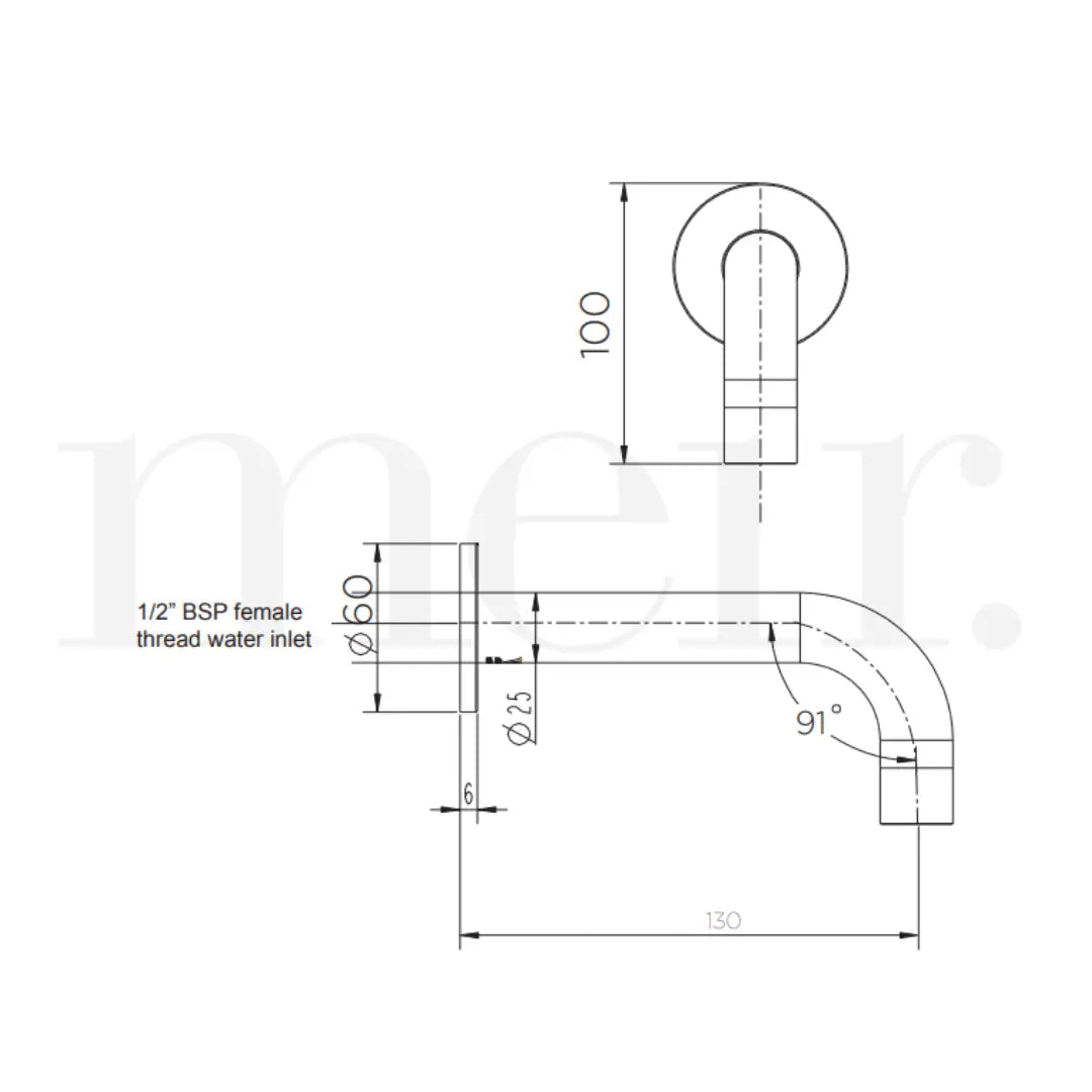 ROUND CURVED SPOUT 130MM Meir