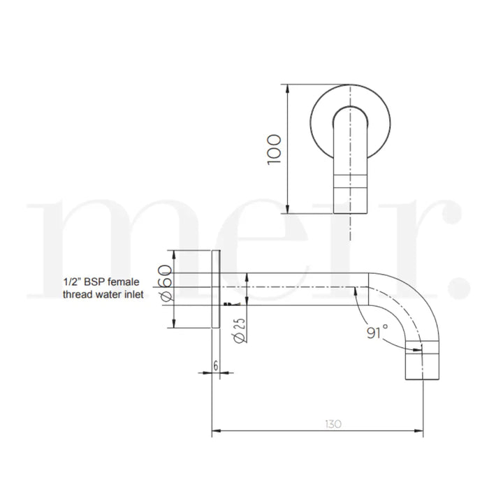 ROUND CURVED SPOUT 130MM Meir