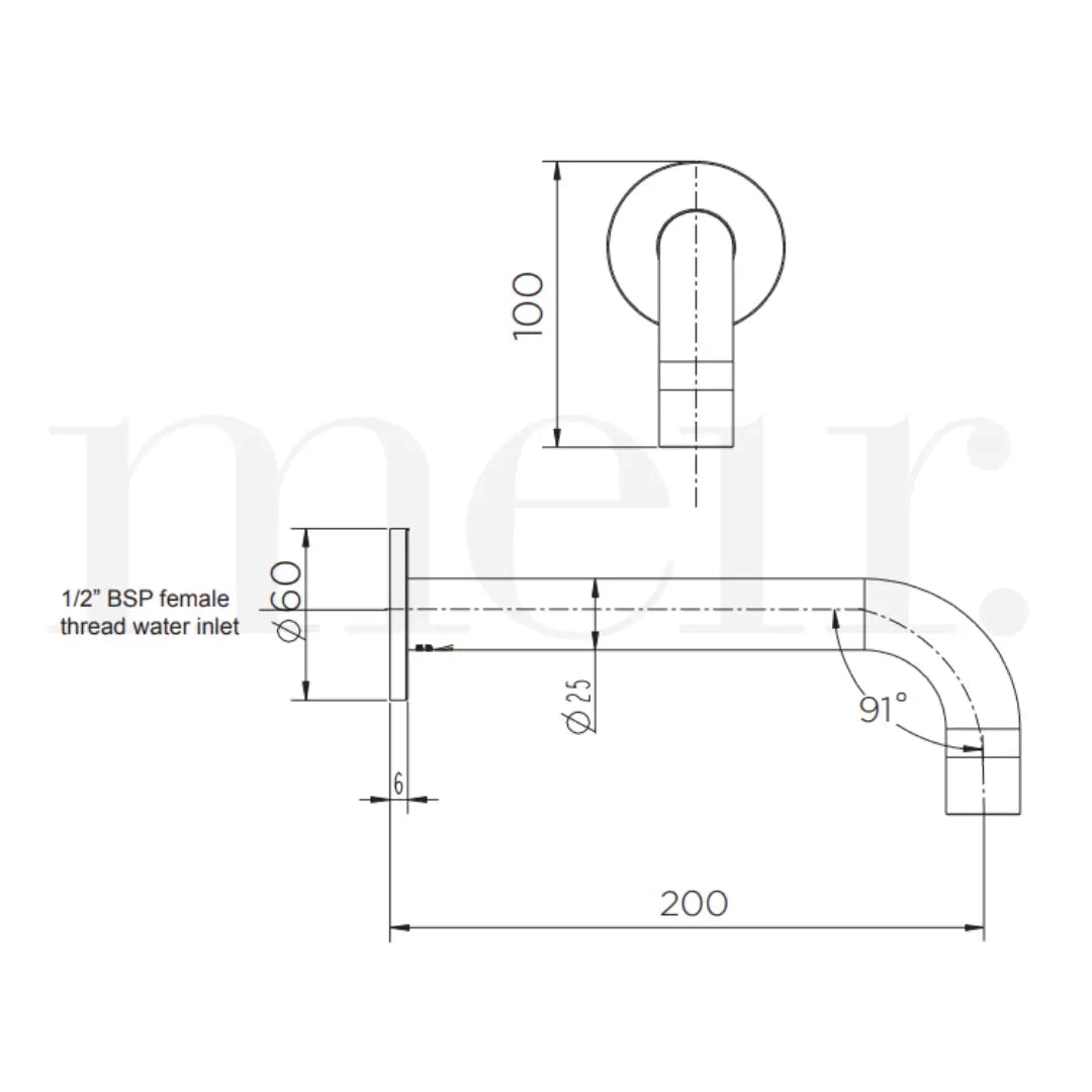 ROUND CURVED SPOUT 200mm Meir