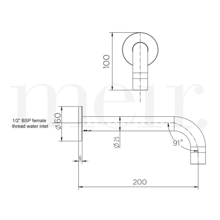 ROUND CURVED SPOUT 200mm Meir