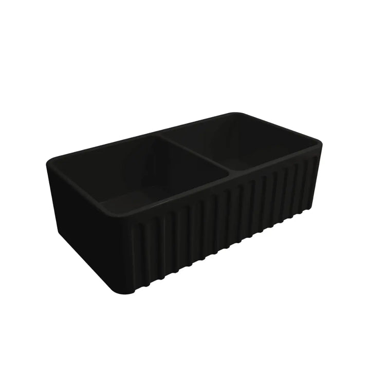 Novi 85 x 46 Fine Fireclay Matte Black Butler Sink overflow optional Turner Hastings