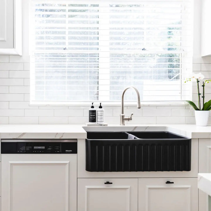 Novi 85 x 46 Fine Fireclay Matte Black Butler Sink overflow optional Turner Hastings