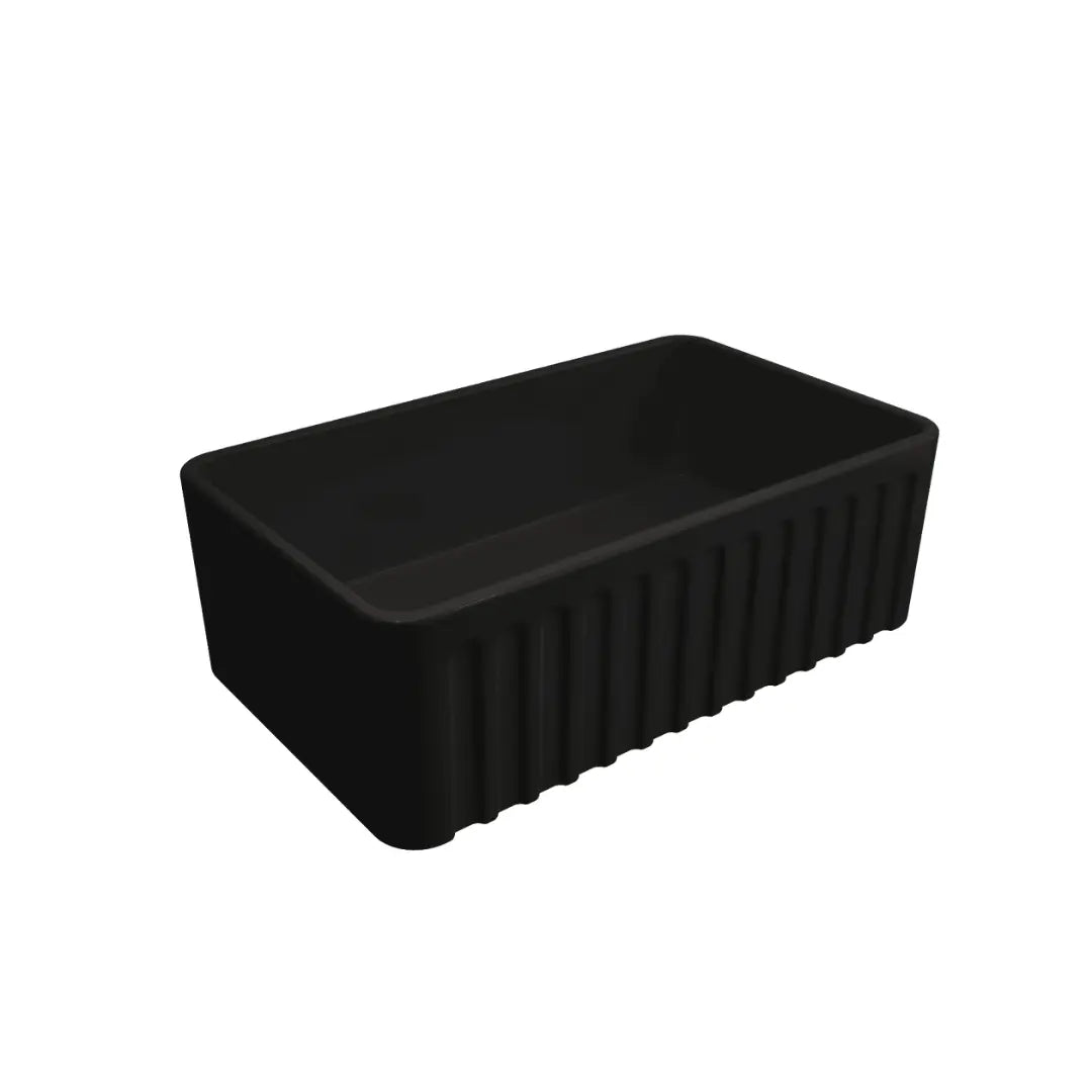 Novi 75 x 46 Fine Fireclay Matte Black Butler Sink overflow optional Turner Hastings