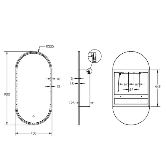 Capsule LED Shaving Cabinet Mirror Remer