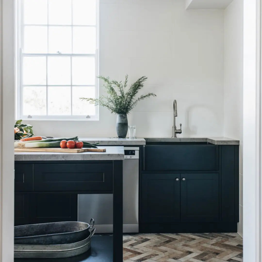 Novi 75 x 46 Fine Fireclay Matte Black Butler Sink overflow optional Turner Hastings
