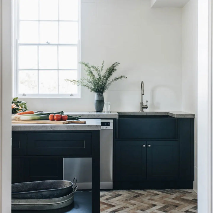Novi 75 x 46 Fine Fireclay Matte Black Butler Sink overflow optional Turner Hastings