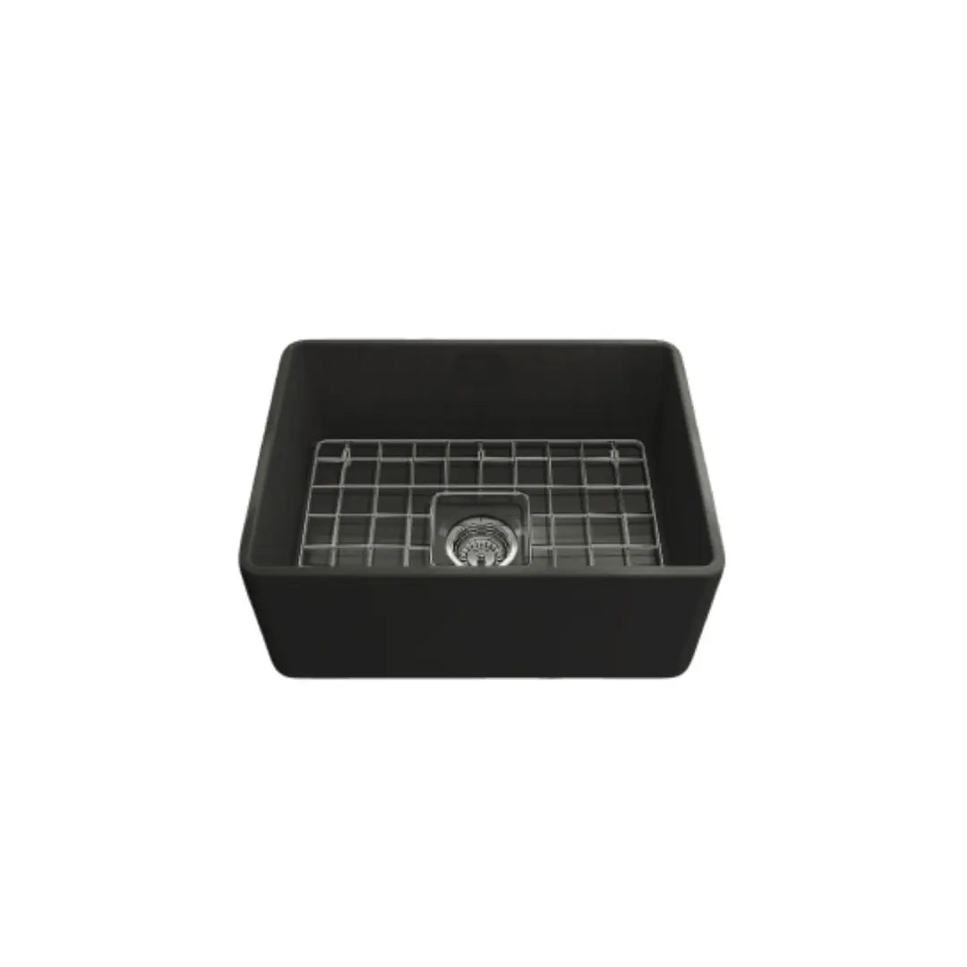 Novi 60 x 46 Fine Fireclay Matte Black Butler Sink overflow optional Turner Hastings