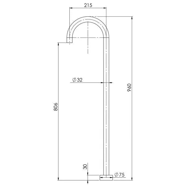 Vivid Floor Mounted Bath Outlet 940mm Phoenix