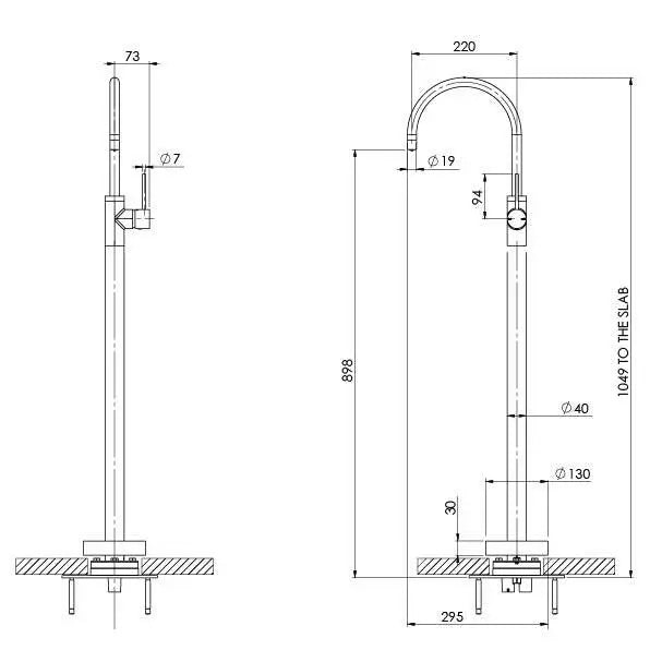 Vivid Slimline Floor Mounted Bath Mixer Phoenix