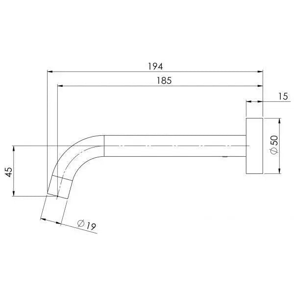 Vivid Slimline Wall Outlet 180mm Curved Phoenix