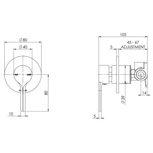 Vivid Slimline Oval Shower / Wall Mixer Phoenix