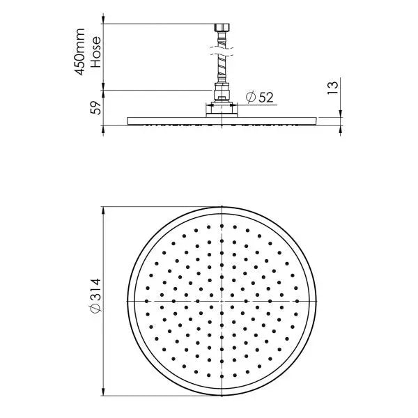 Vivid Slimline Flush Mount Ceiling Shower 300mm Round Phoenix