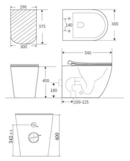 Ascoli Rimless Flushing Toilet-FST pan &amp; seat BNK