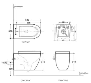 Ascoli Rimless Flushing Toilet-WHT pan &amp; seat BNK