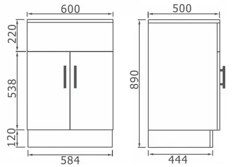 45L Tub &amp; White Gloss Cabinet ARTO