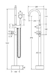 Eleanor Floor Mixer &amp; Shower Fienza