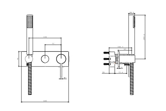 Poco 3 Hole Bath/Shower Mixer Set Abey