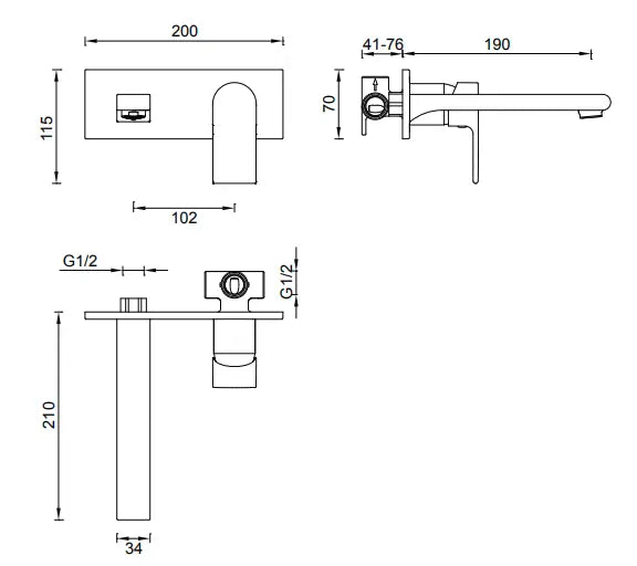 Park Avenue Wall Basin / Bath Set Abey
