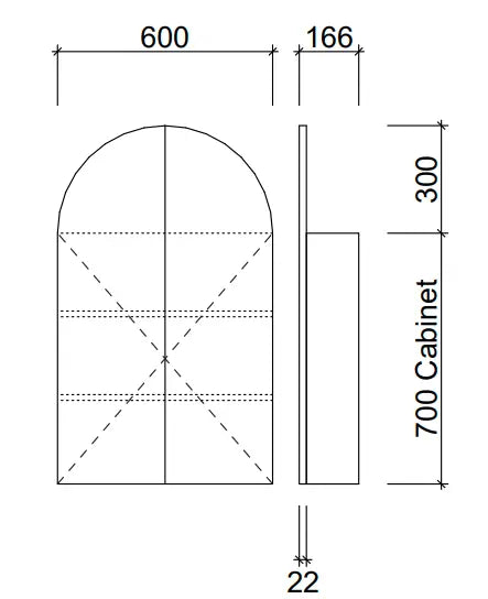 CHURCH MIRRORED CABINET 400mm, 600mm - various finishes Timberline