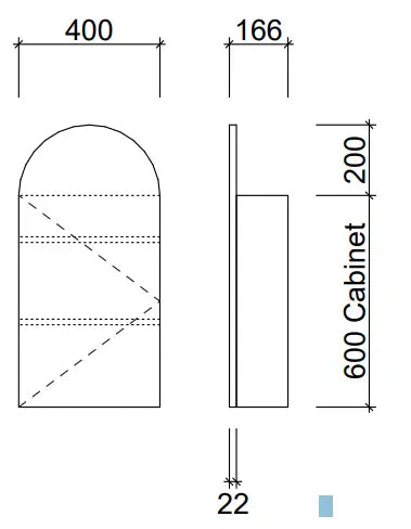 CHURCH MIRRORED CABINET 400mm, 600mm - various finishes Timberline