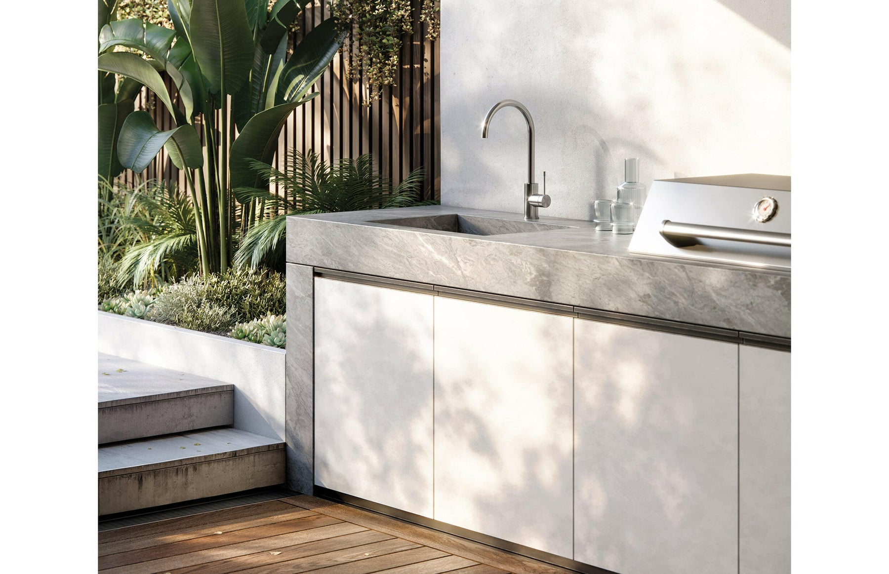 Vivid Slimline SS 316 Sink Mixer 200mm Gooseneck Art Bathrooms