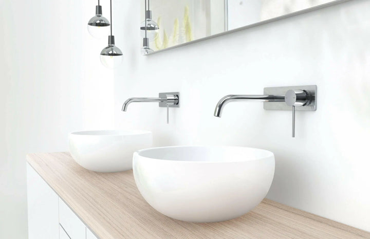 Vivid Slimline Basin/Bath Wall Mixer Set 180mm Curved Phoenix